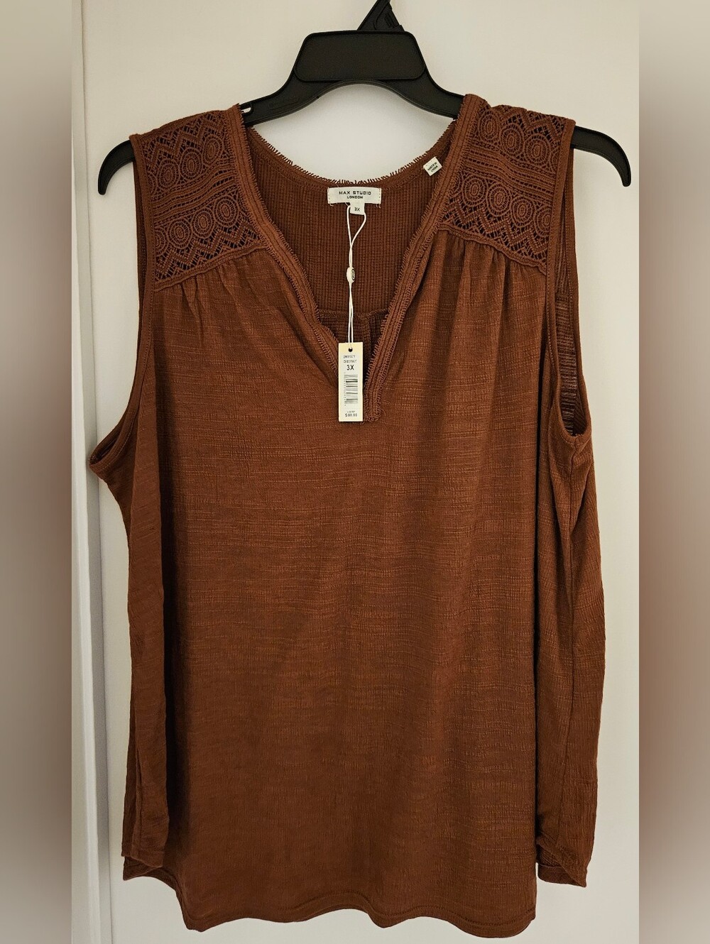 Max Studio Women's Sleeveless Chestnut Brown Tank Top Blouse Size 3X NWT 2W01S71